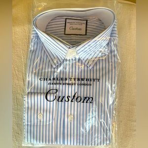 Charles Tyrwhitt custom mens button down blue stripe 17
